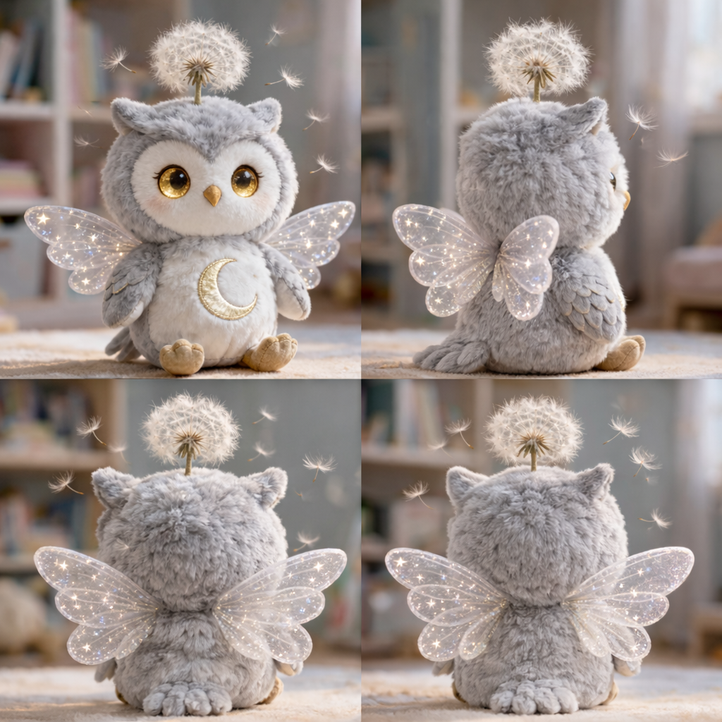 Peluche Búho Semilla de los Sueños — "Búho de los Deseos a la Luz de la Luna"