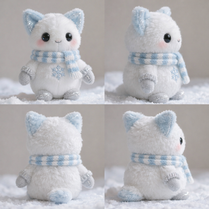 Peluche Gatito Copo de Nieve — "Gato Escarcha" (Edición de Invierno)