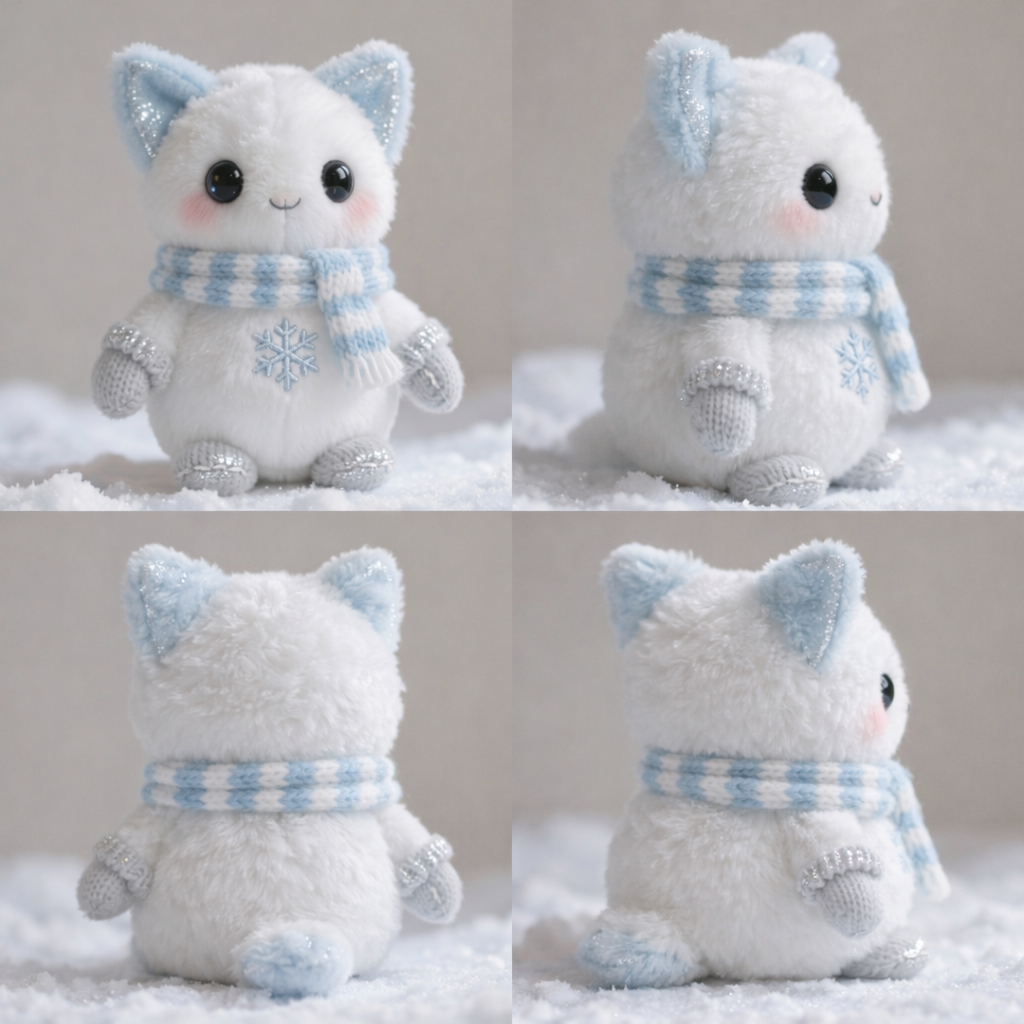 Peluche Gatito Copo de Nieve — "Gato Escarcha" (Edición de Invierno)