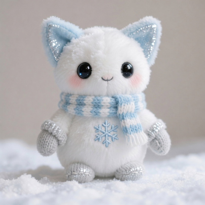 Peluche Gatito Copo de Nieve — "Gato Escarcha" (Edición de Invierno)