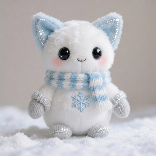 Peluche Gatito Copo de Nieve — "Gato Escarcha" (Edición de Invierno)