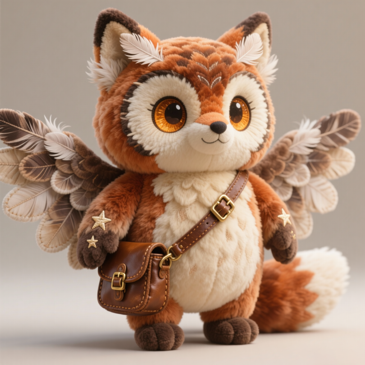 Peluche Búho-Zorro Alado — "Mensajero del Bosque" (Muñeco Fantástico de Colección)