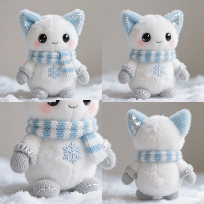Peluche Gatito Copo de Nieve — "Gato Escarcha" (Edición de Invierno)
