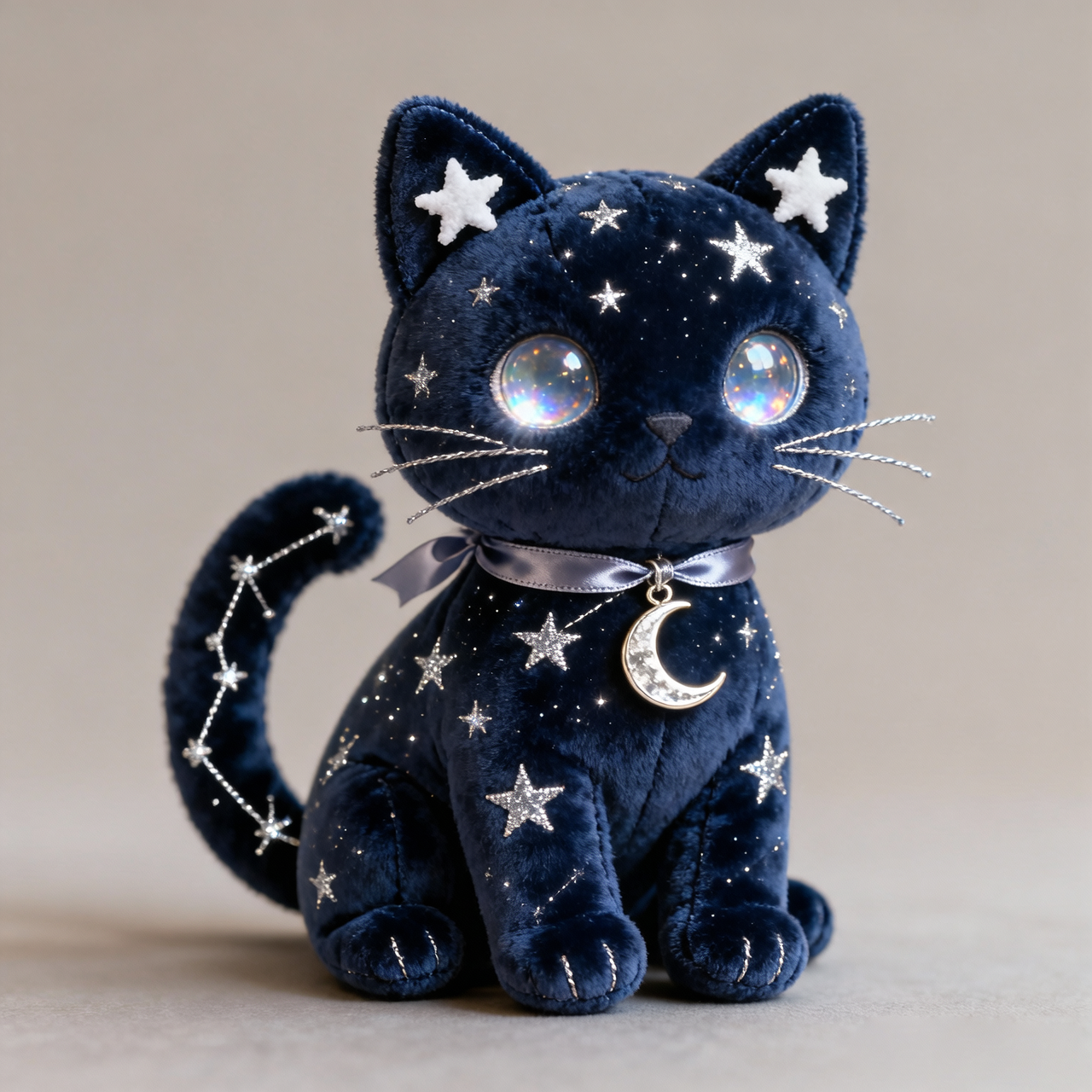 Peluche Gato Noche Estrellada "Gato Constelación Luna" (Edición Celestial)