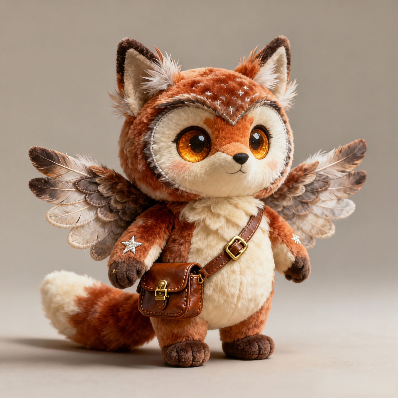 Peluche Búho-Zorro Alado — "Mensajero del Bosque" (Muñeco Fantástico de Colección)