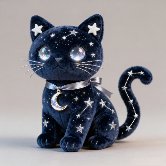 Peluche Gato Noche Estrellada "Gato Constelación Luna" (Edición Celestial)