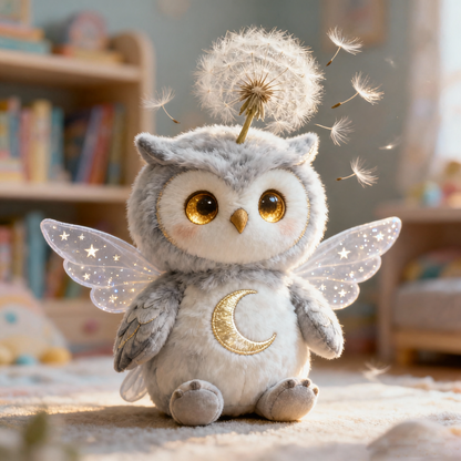 Peluche Búho Semilla de los Sueños — "Búho de los Deseos a la Luz de la Luna"