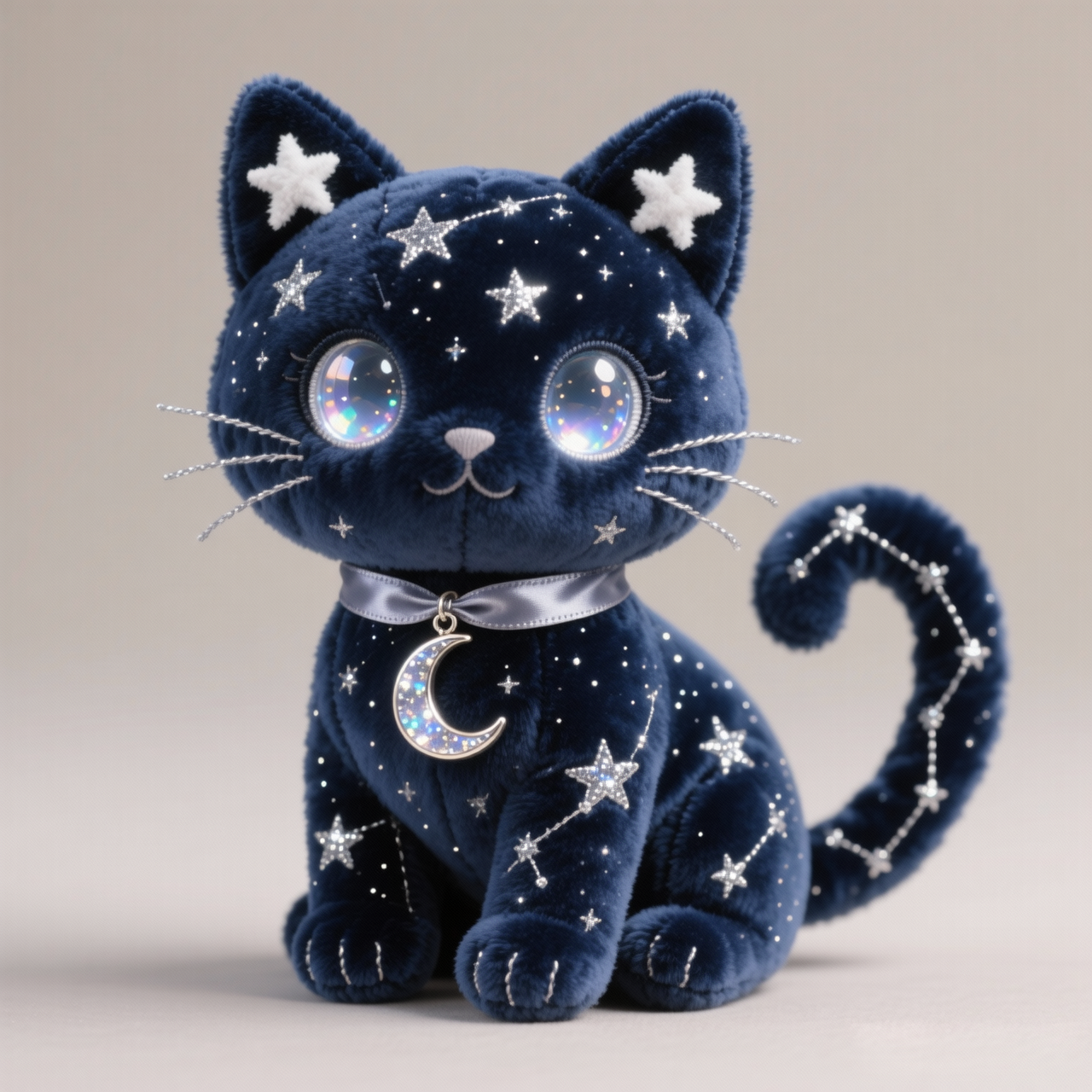 Peluche Gato Noche Estrellada "Gato Constelación Luna" (Edición Celestial)