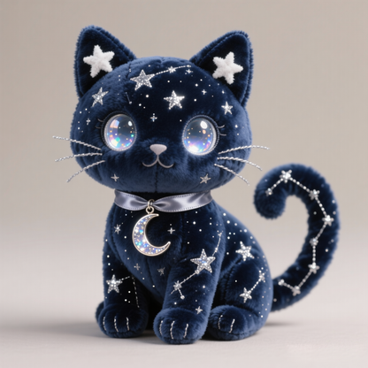 Peluche Gato Noche Estrellada "Gato Constelación Luna" (Edición Celestial)