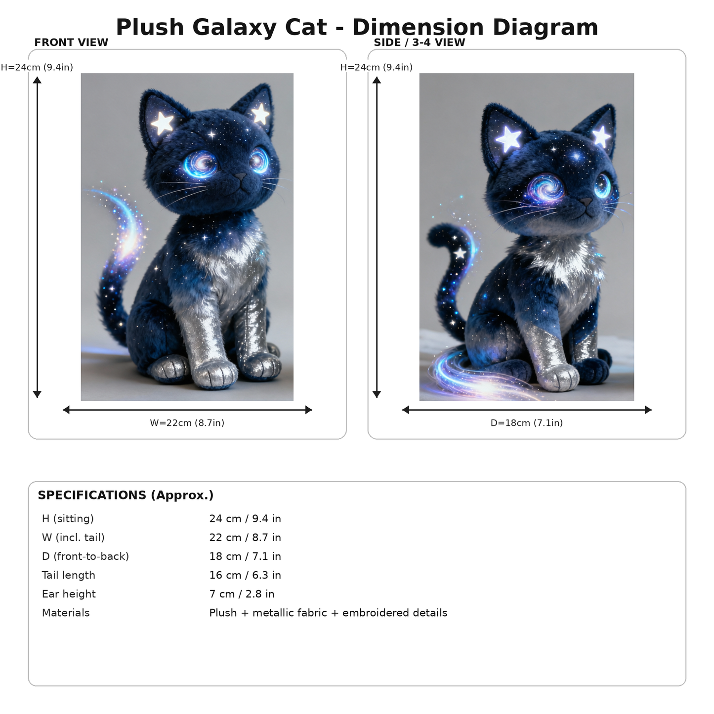 Peluche Gato Galaxia — "Nebulosa Estelar" (Peluche Fantástico Coleccionable)