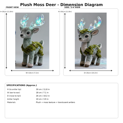 Peluche Ciervo de Musgo — "Bosque Aurora" (Peluche Fantástico de Colección)
