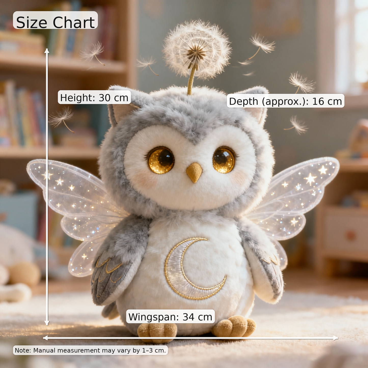 Peluche Búho Semilla de los Sueños — "Búho de los Deseos a la Luz de la Luna"