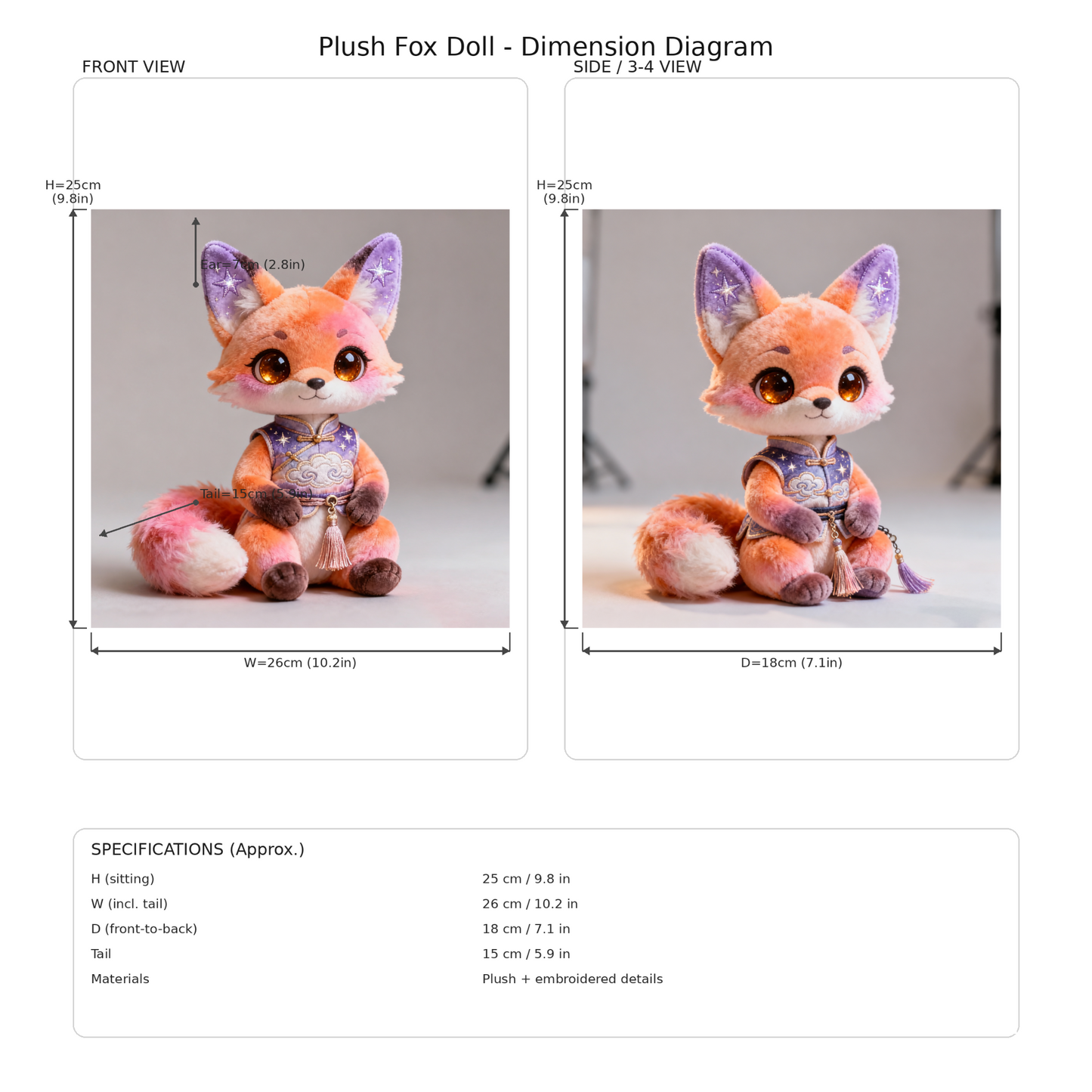 Muñeco de Peluche Zorro Prisma Aurora (Edición Nube Estelar)