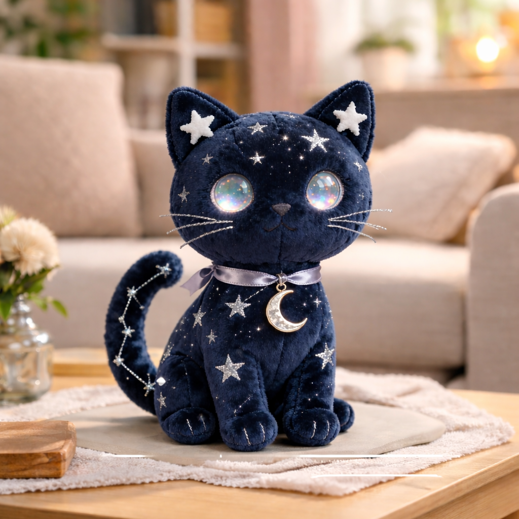 Peluche Gato Noche Estrellada "Gato Constelación Luna" (Edición Celestial)