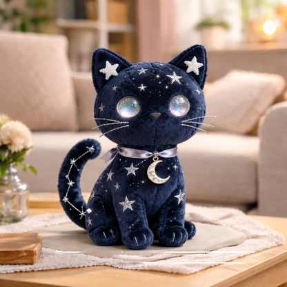 Peluche Gato Noche Estrellada "Gato Constelación Luna" (Edición Celestial)